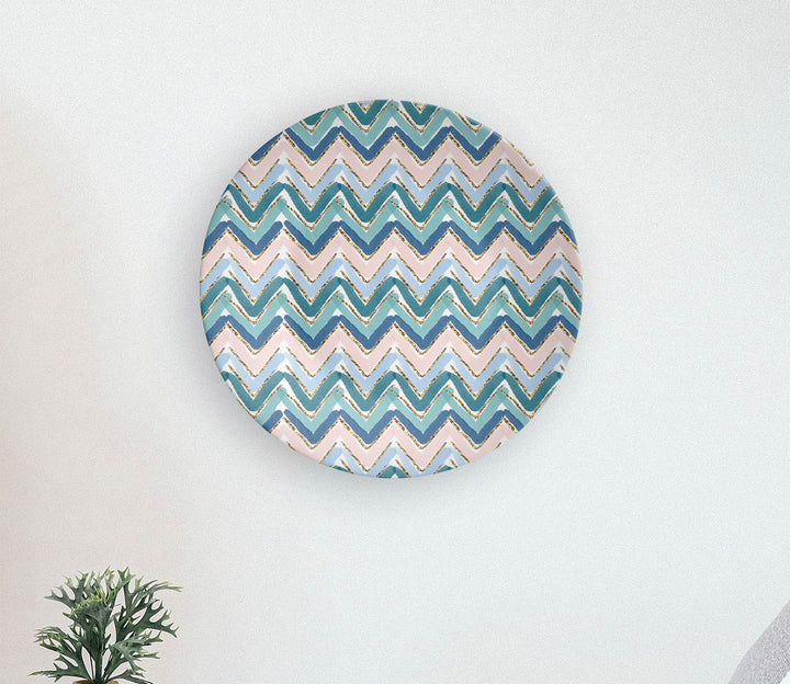 Blue Cream Abstract Decorative Ceramic Wall Plate