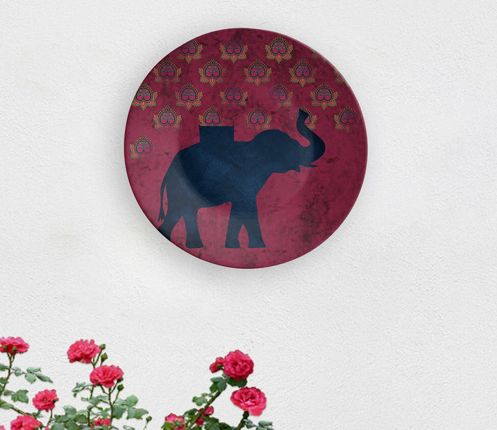 Ceramic Blue Elephant Wall Plate