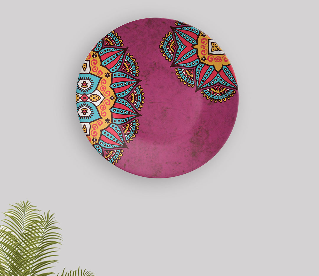 Pink Mandala Art Ceramic Wall Plate