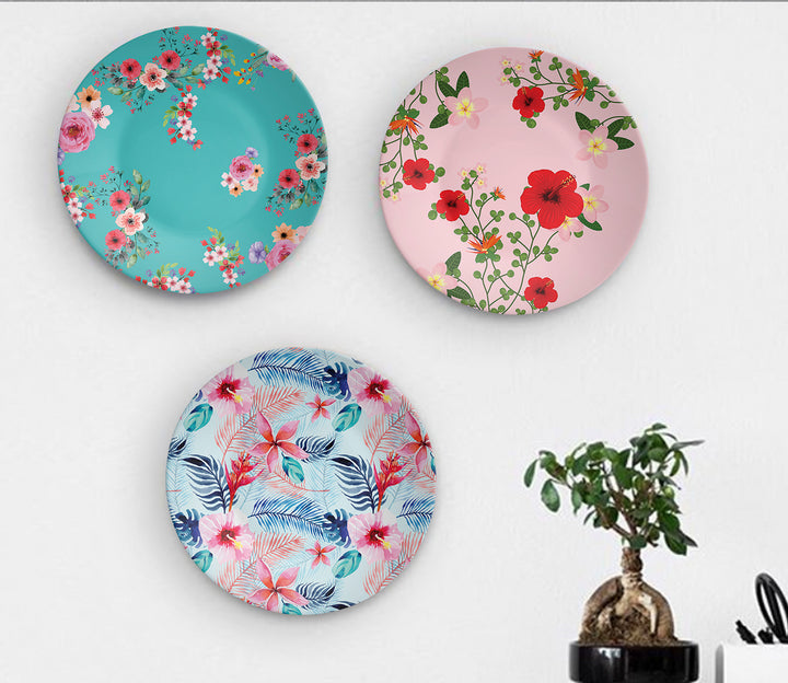 Rich Floral Beauty Ceramic Decorative Wall Plate Set