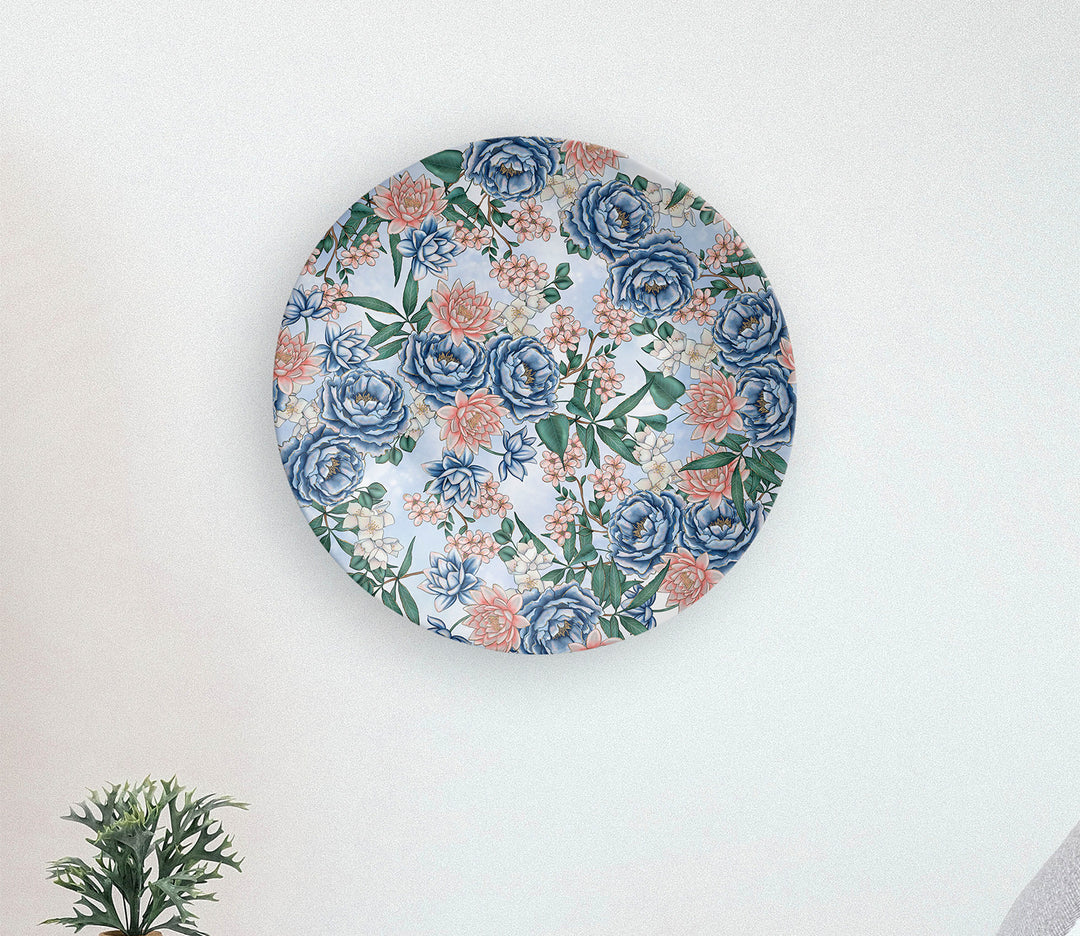 Floral Blue Beauty Decorative Ceramic Wall Plate