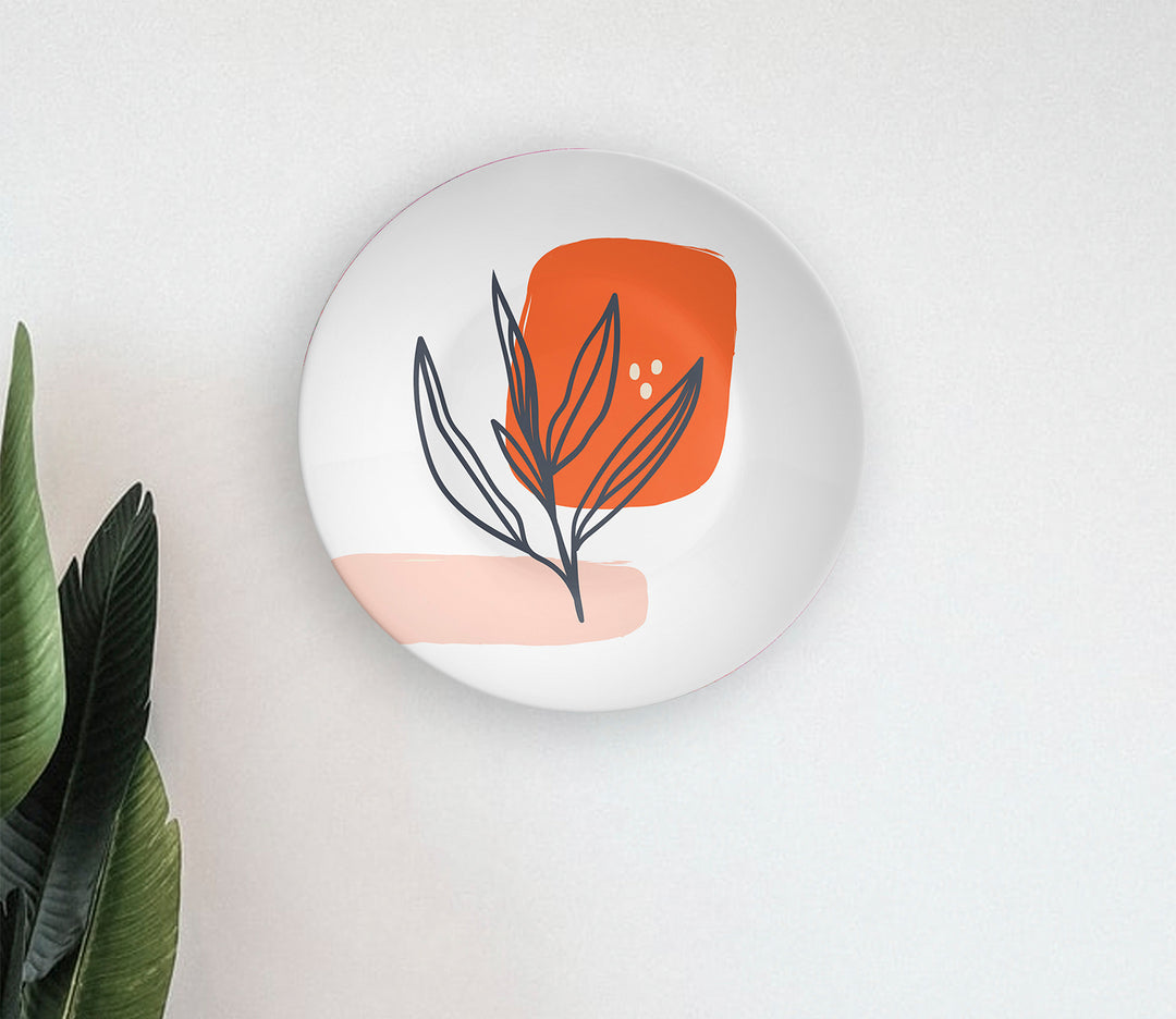 Dark Peach Brush Stroke Leaf Decorative Wall Plate