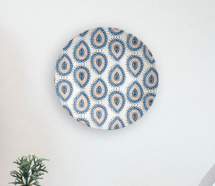 Blue Motif Blocks Decorative Ceramic Wall Plate