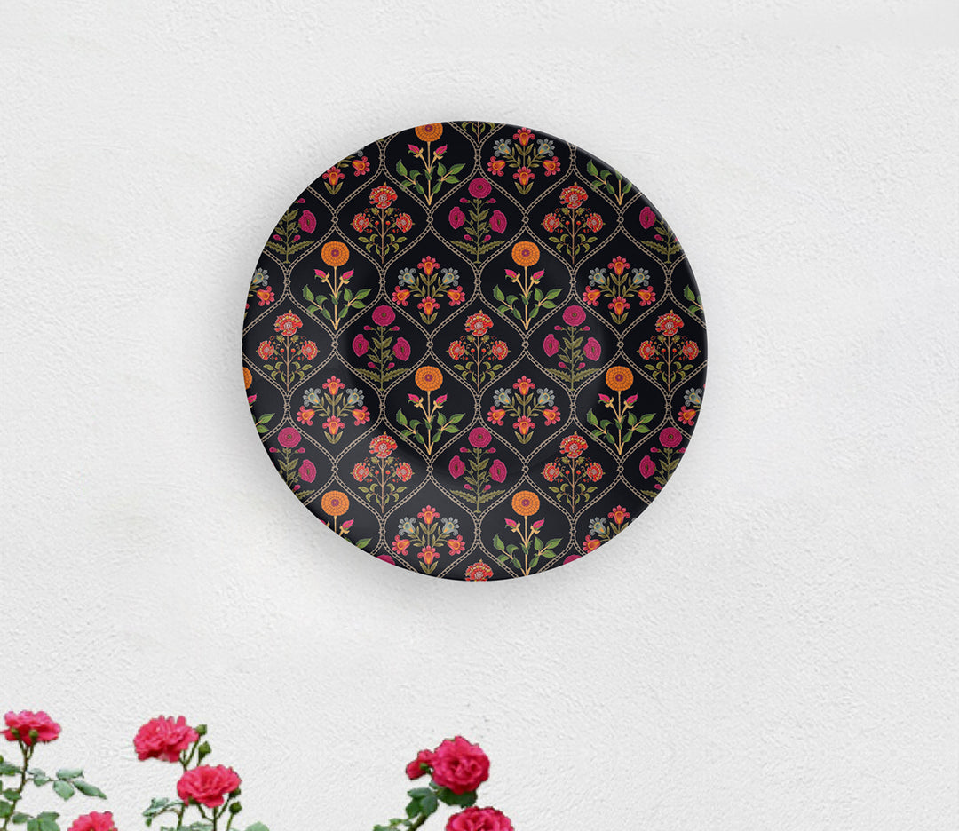 Black Aesthetic Ceramic Floral Decorative Wall Plate