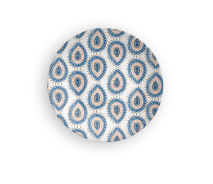Blue Motif Blocks Decorative Ceramic Wall Plate