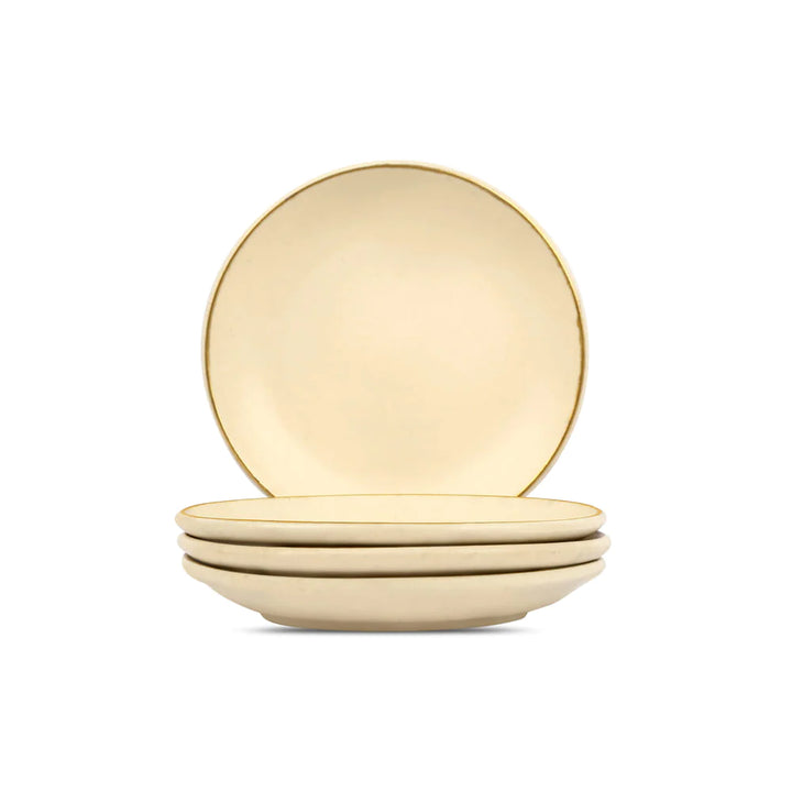 Reactive White Ceramic Plate Set - 7-inch Diameter | Handmade Ceramic Quarter Plate Set - Reactive White