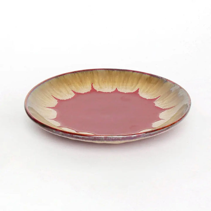 Red Ceramic Dinner Plate Set | Handmade Ceramic Quarter Dinner Plate Set - Red