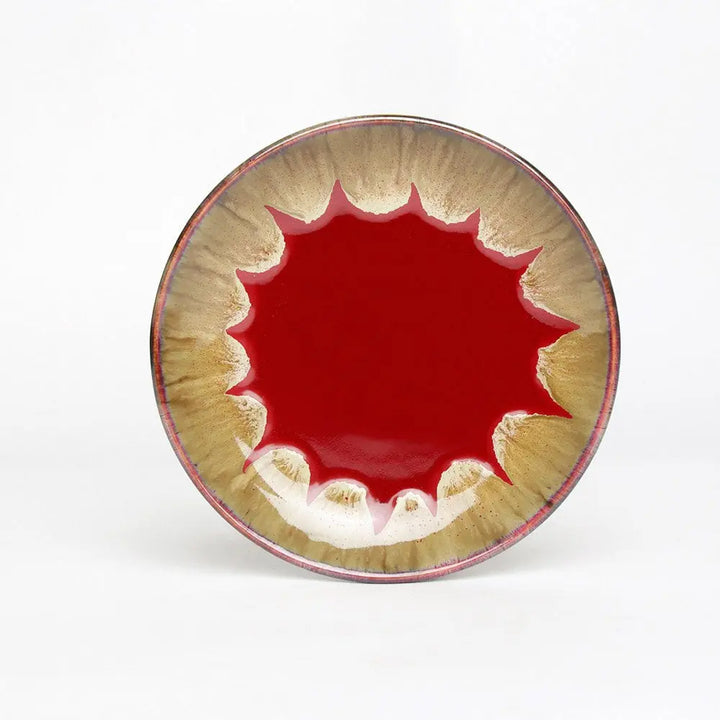 Red Ceramic Dinner Plate Set | Handmade Ceramic Quarter Dinner Plate Set - Red