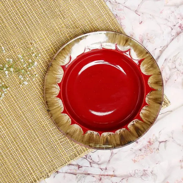 Red Ceramic Pasta Platter Set - Lead-Free and Durable | Handmade Ceramic Pasta Platter Set - Red
