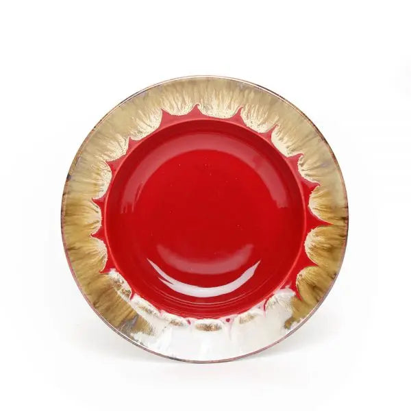 Red Ceramic Pasta Platter Set - Lead-Free and Durable | Handmade Ceramic Pasta Platter Set - Red