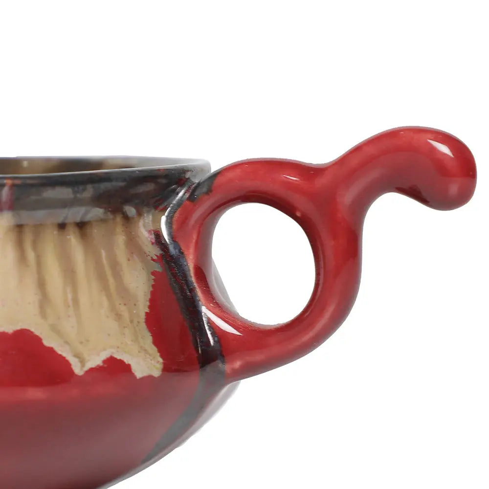 Ceramic Cup & Saucer | Red and Beige Ceramic cup and saucer