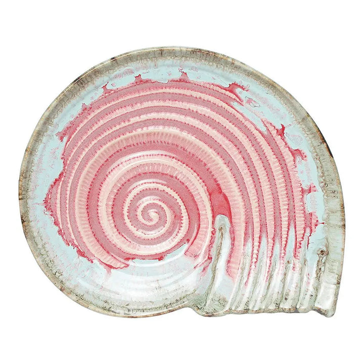 12 Handmade Ceramic Serving Platter | Artistic Ceramic Large Serving Shell Platter - Pink