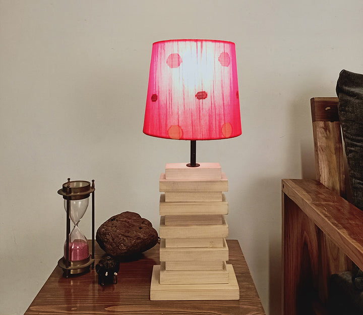 Truffle Brown Pine Wood Table Lamp (43.2 cm H)