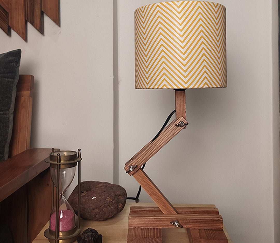 Adjustable Brown Wooden Table Lamp