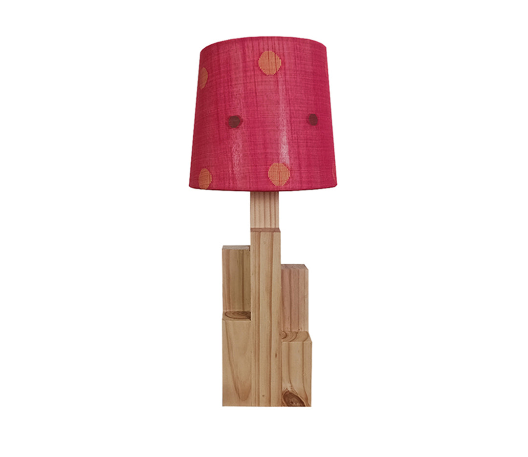 Beige Wooden Table Lamp with Fabric Shade