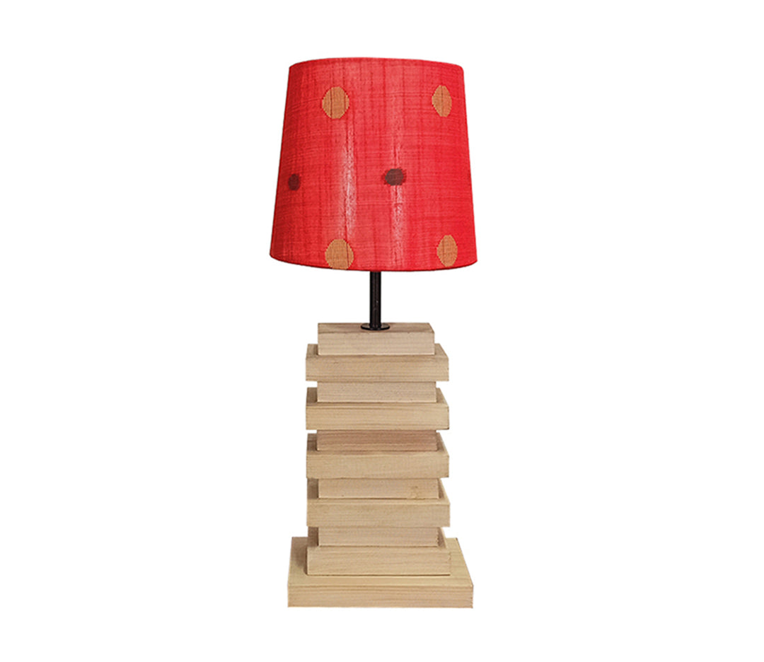 Truffle Brown Pine Wood Table Lamp (43.2 cm H)