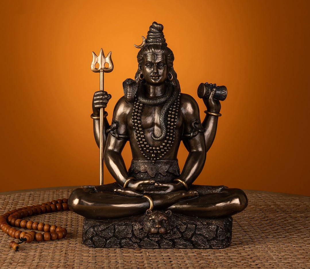 Captivating Bronze Statue of Lord Shiva in Sitting Pose