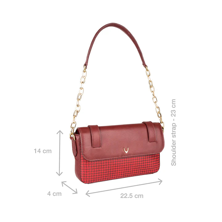 Red Leather Shoulder Bag | Venus Glamour Red Shoulder Bag