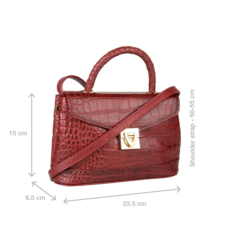Red Leather Sling Bag | Smart Red Marsala Cro Melb Ran Sling Bag