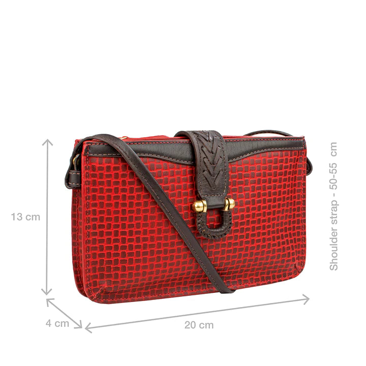 Red Leather Sling Wallet | Marrakech Weave Detail Sling Wallet