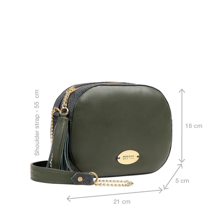 Green Leather Sling Bag | Elegant Emerald Morocco Sling Bag