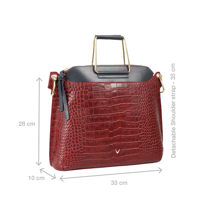 Red Leather Satchel Bag | Stylish Dual Tone Satchel Bag