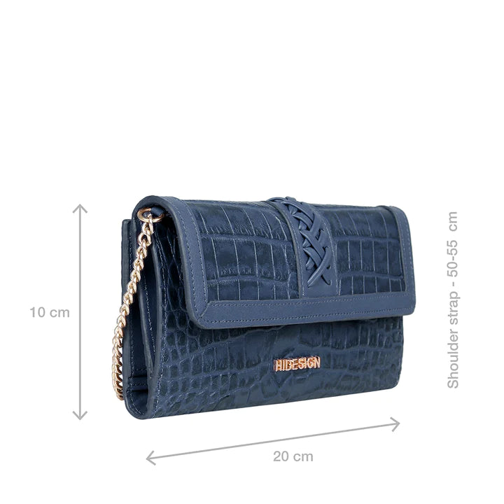 Blue Leather Sling Wallet | Stylish Shiny Croco Sling Wallet