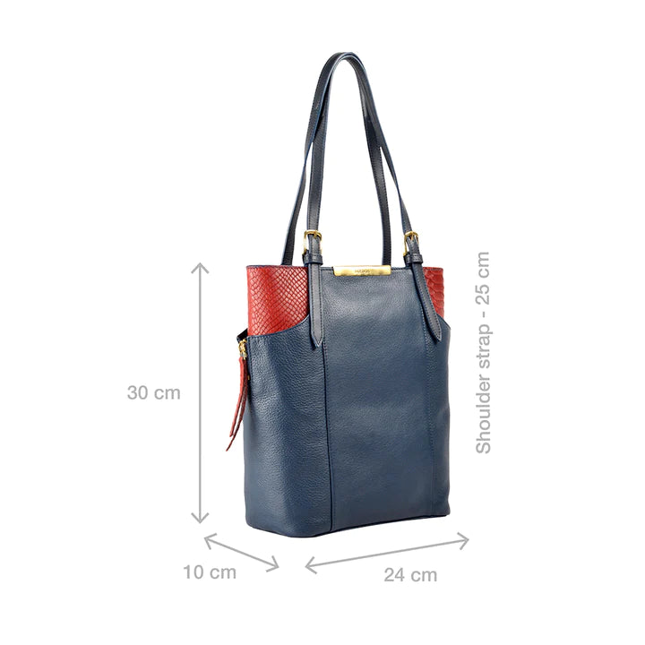 Blue Leather Tote Bag | Conversation Starter Tote