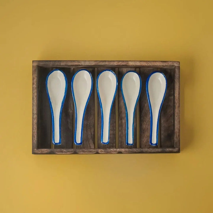 Ceramic Spoon Set - 2 Pack | Handmade Ceramic Spoon Set of 2 - Himalayan Blue