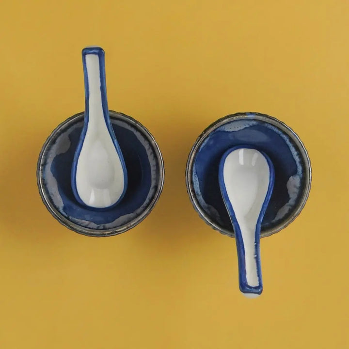 Handmade Ceramic Spoon Set - Blue | Handmade Ceramic Spoon Set of 4 - Himalayan Blue