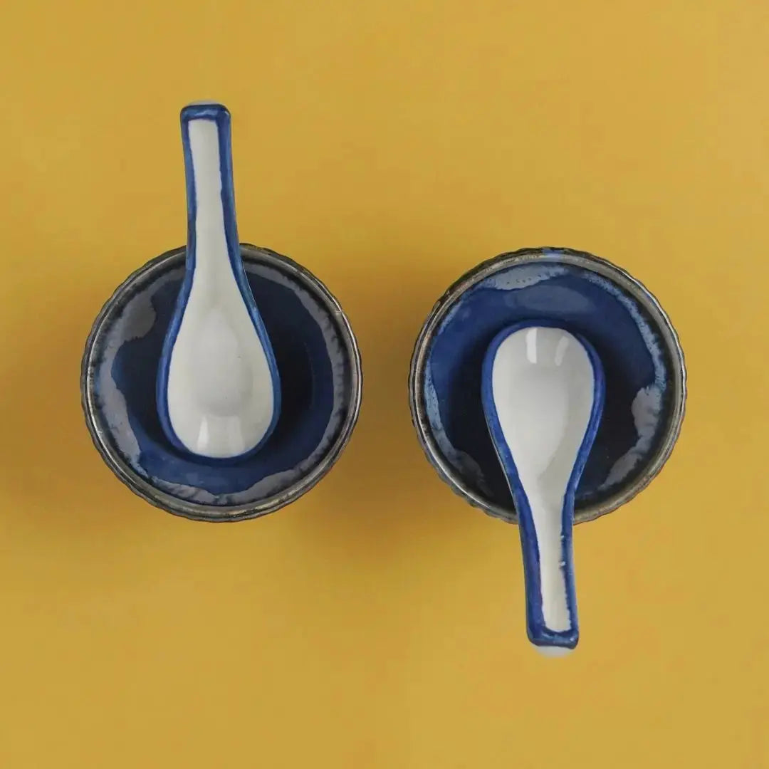 Ceramic Spoon Set - Handmade, Set of 6, Blue | Handmade Ceramic Spoon Set of 6 - Himalayan Blue