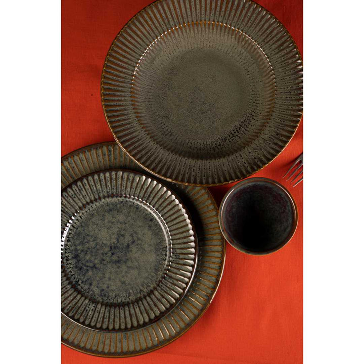 Green Ceramic Dinner Plate Set | Handmade Ceramic Dinner Plate Set of 4 - Sage Green