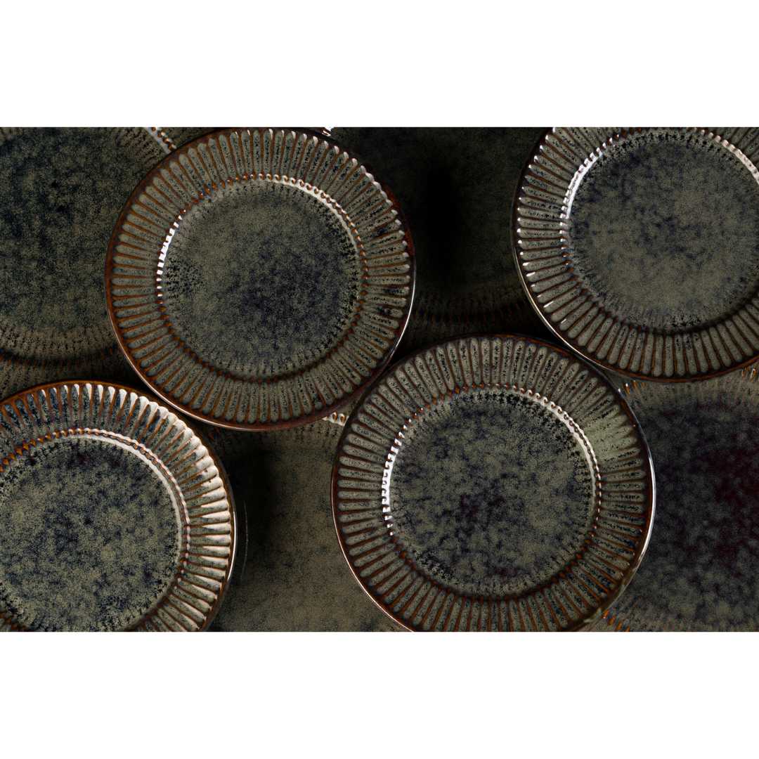 Green Ceramic Dinner Plate Set | Handmade Ceramic Dinner Plate Set of 4 - Sage Green
