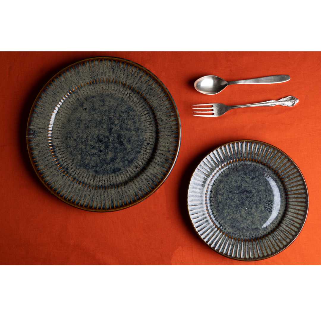 Lead-free Ceramic Dinner Set | Handmade Ceramic Dinner Set of 8 Pcs (for 2) - Brown