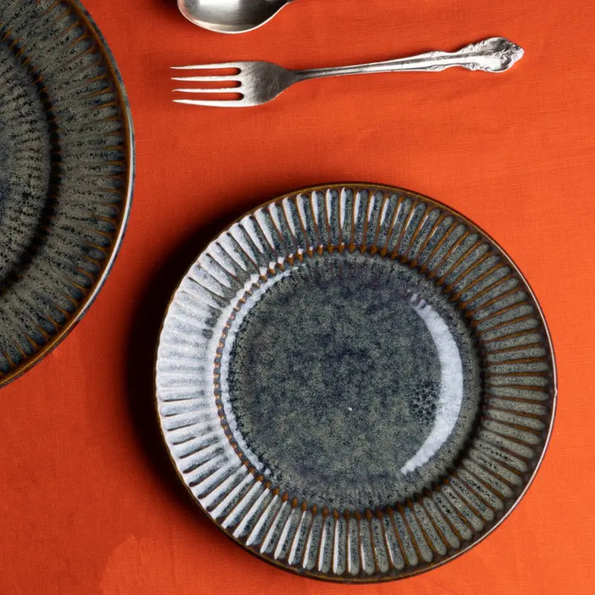 Handmade Ceramic Dinner Plate Set | Handmade Ceramic Quarter Dinner Plate Set of 2 - Sage Green