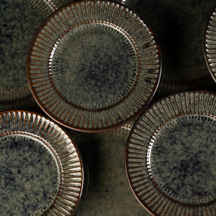 Handmade Ceramic Dinner Plate Set | Handmade Ceramic Quarter Dinner Plate Set of 2 - Sage Green