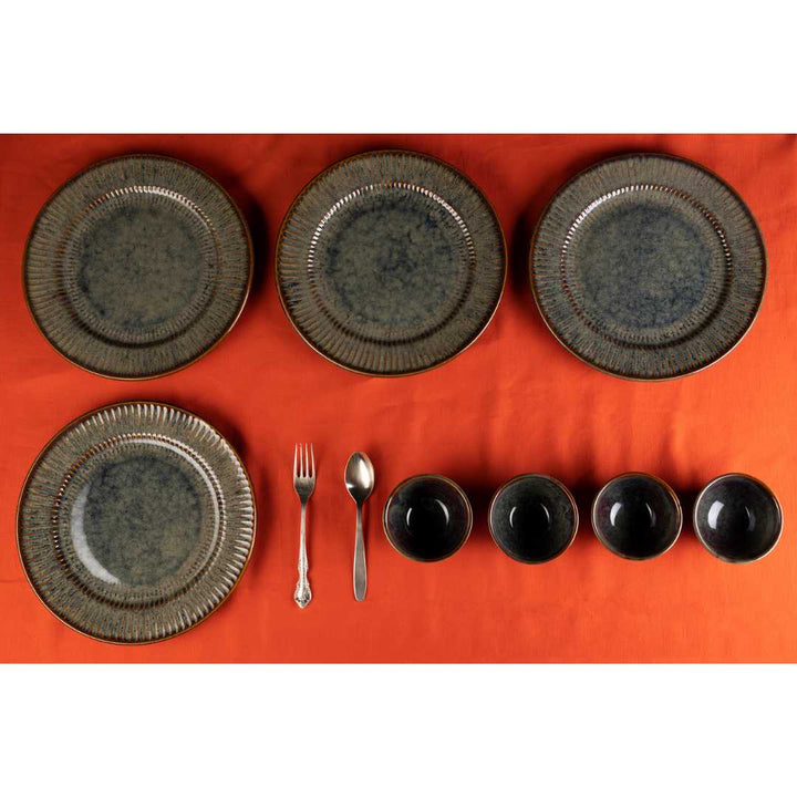 Ceramic Dinner Set | Handmade Ceramic Dinner Set of 8 Pcs (for 4) - Brown