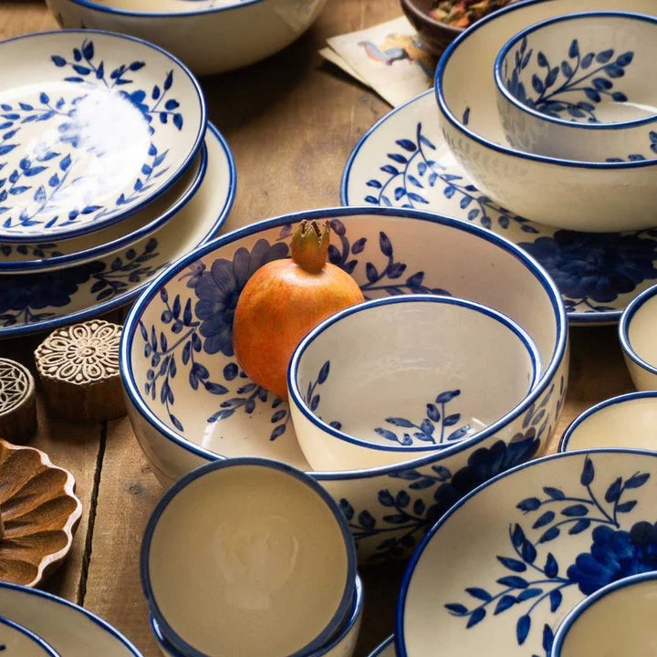 Blue & White Ceramic Serving Bowl Set | Handmade Ceramic Serving Bowl Set - Blue & White