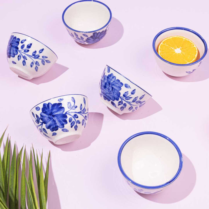 Floral Ceramic Dinner Set | Handmade Ceramic Dinner Set of 8 Pcs (for 2) - Blue & White