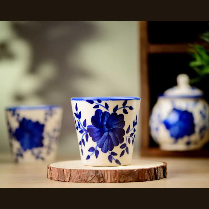 Set of 4 Ceramic Glasses - Blue Color | Exquisite Ceramic Glasses Set of 4 - Himalayan Blue