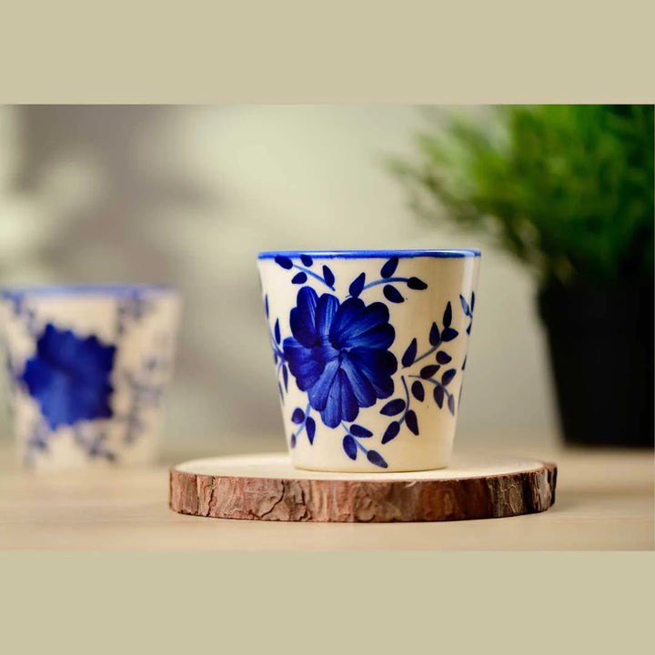Ceramic Glasses Set - Blue (6 pieces) | Exquisite Ceramic Glasses Set of 6 - Himalayan Blue