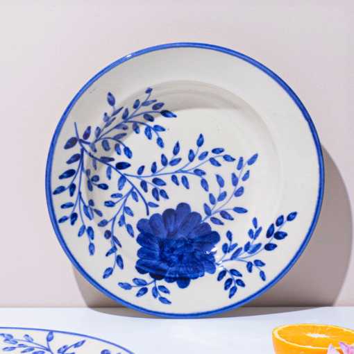 Blue and White Ceramic Pasta Platter Set, 10 x 10 | Handmade Ceramic Pasta Platter Set - Blue & White