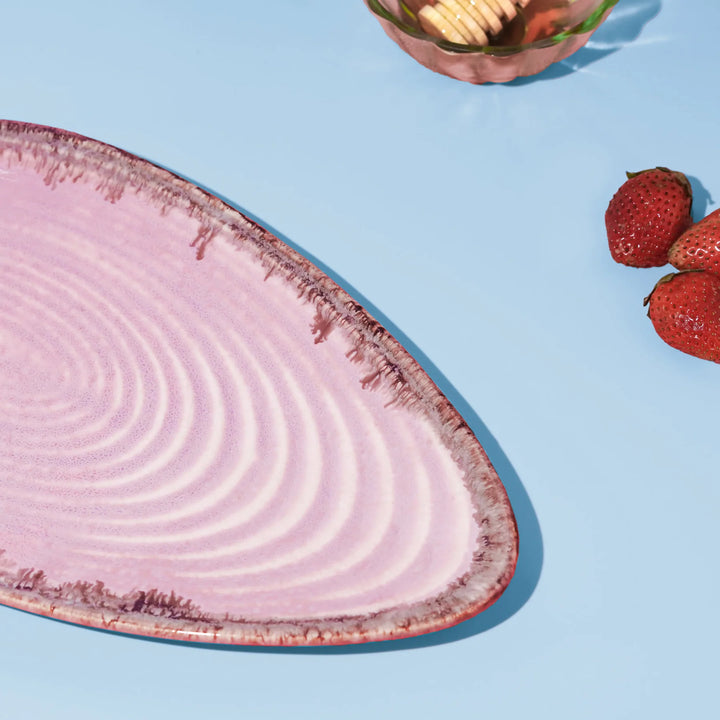 Ceramic Oval Platter - Pink Blossom | Handmade Ceramic Oval Platter - Light Pink