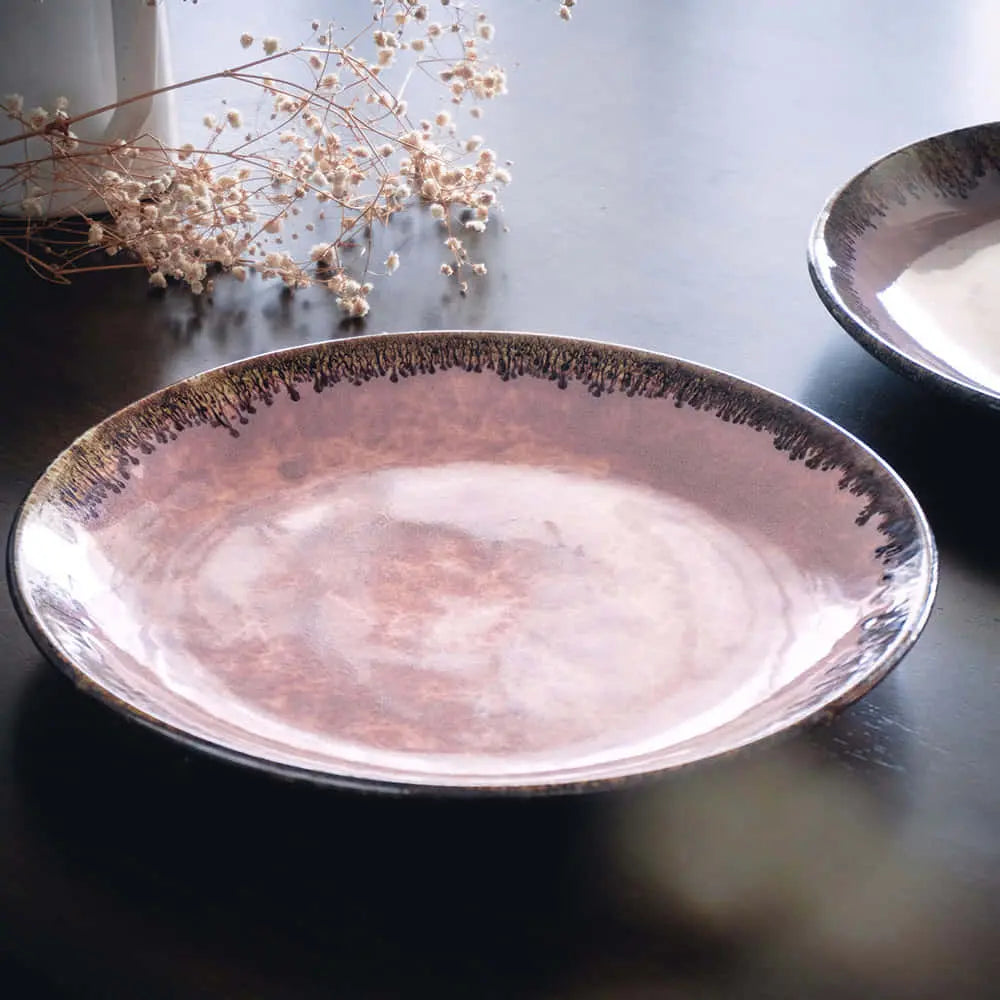 Bronze Glaze Ceramic Dinner Plate Set | Handmade Ceramic Dinner Plate Set of 12 Pcs