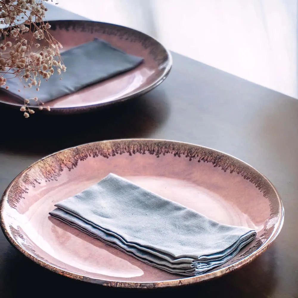 Minimalist Handmade Ceramic Dinner Plate Set | Handmade Ceramic Dinner Plate Set of 8 Pcs - Nude Pink