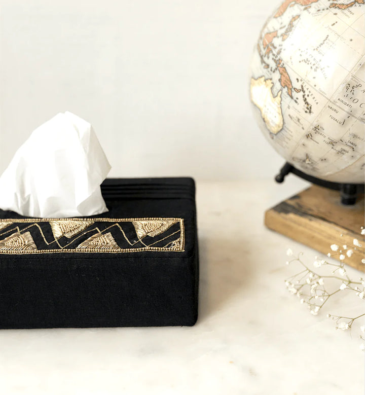 Black and Gold Tissue Box | Bold Black Tissue Box - Black