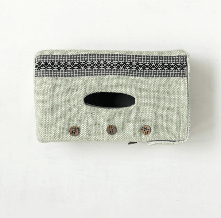 Green Cotton Handwoven Tissue Box | Arte Handwoven Tissue Box - Green