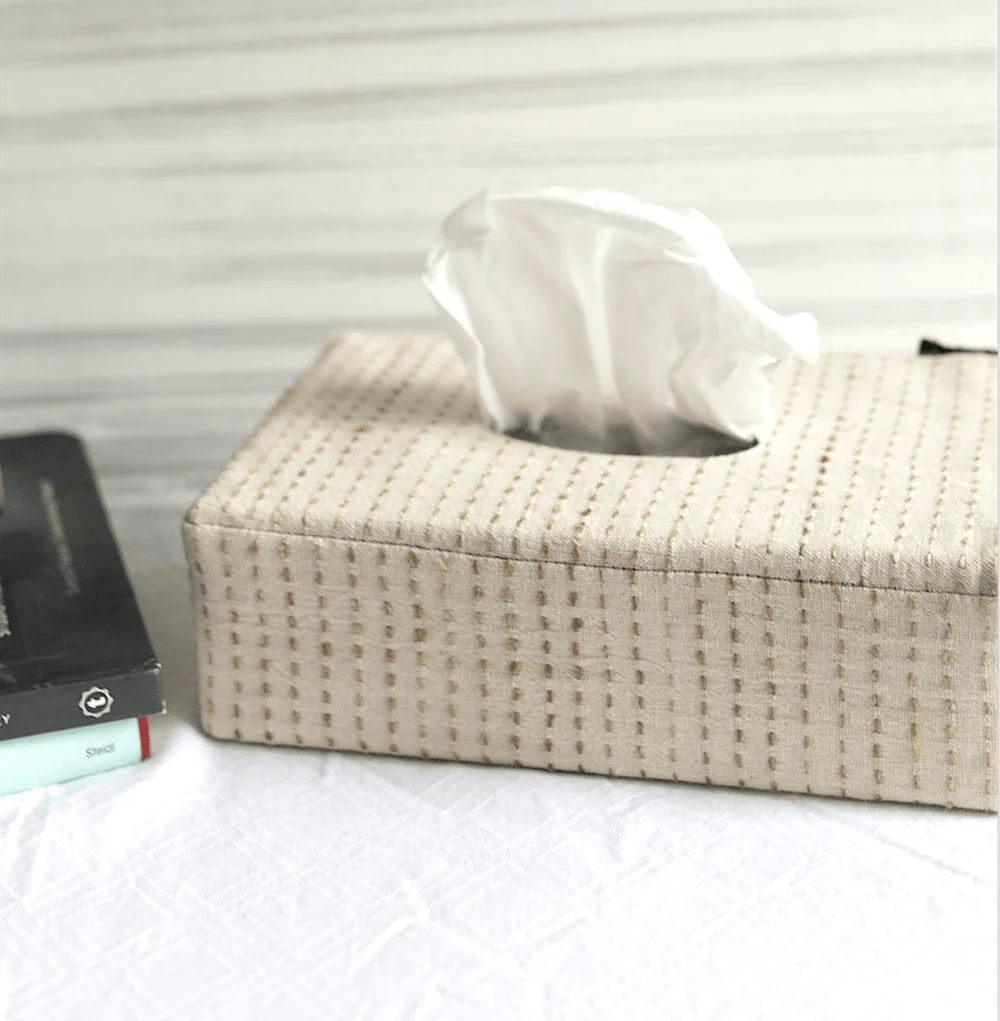 Off-White Cotton Tissue Box | Lagom Handwoven Tissue Box - Off White