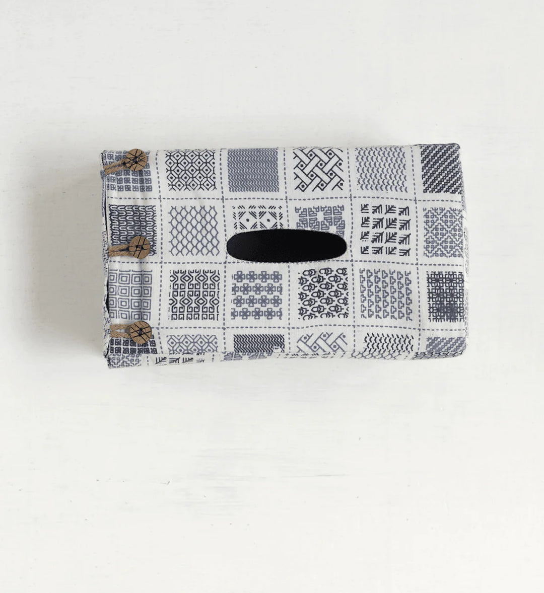 Whimsical Printed Tissue Box | Hulya Tissue Box - White & Charcoal