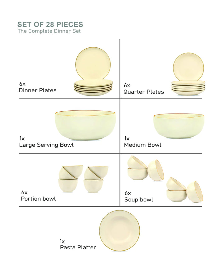 12-Piece Gold Ceramic Dinner Set | Gold Ceramic Dinner Set of 12 pcs